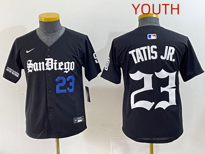 Youth 2025 San Diego Padres #23 Tatis jr Black Five generations Joint Name Nike MLB Jersey style 3